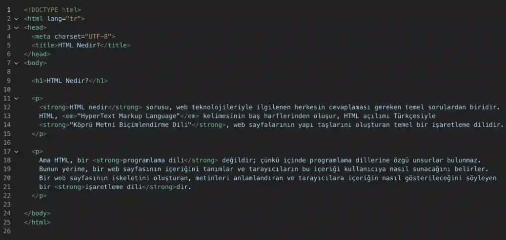 html nedir html etiketleri html5 farkı